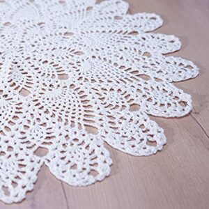 Phantomon 20 Inch Lace Doilies Table Placemats Handmade Crochet Cloth Round Coasters Knitted Doilies for Tables Sofa Cover, 100% Cotton (Beige)