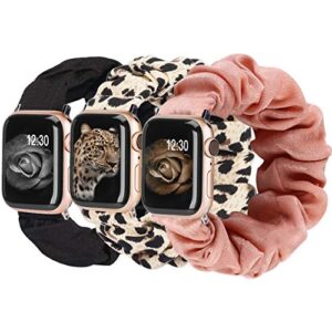 toyouths 3 packs compatible with apple watch band scrunchies 41mm 40mm 38mm cloth soft pattern printed fabric wristband bracelet women iwatch elastic scrunchy bands series se 8 7 6 5 4 3 2 1 s/m