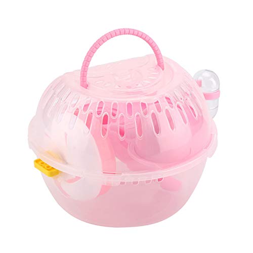 CUYT Breathable Cage Hamster Toy,Mouse Cage,with 11cm Exercise Wheel Multi-Functional Small Hamster Cage,for Travel for Picnic Indoor outdoor(Pink)