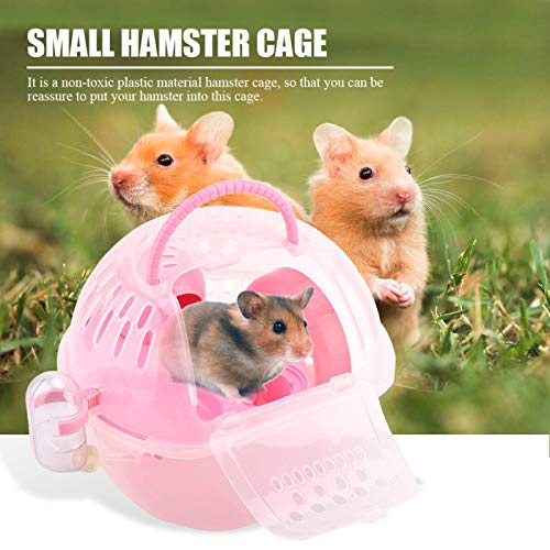 CUYT Breathable Cage Hamster Toy,Mouse Cage,with 11cm Exercise Wheel Multi-Functional Small Hamster Cage,for Travel for Picnic Indoor outdoor(Pink)