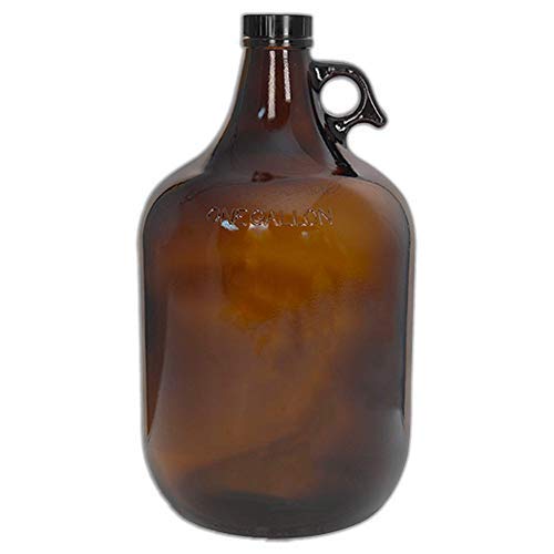 C-Store Packaging 1 Gallon (128oz) Amber Glass Jug With 38mm Cap - FBA