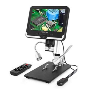 andonstar ad206 usb digital microscope with led fill light, 7-inch adjustable 30f/s display and 2mp hd image sensor for pcb smd cpu soldering phone repair