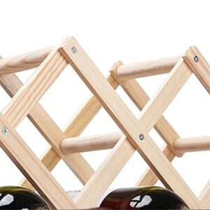 Famolay Wooden Wine Rack, 10 Bottle Free Standing Wine Storage Racks Countertop, Stackable Stand Foldable Tabletop Bottle Holder Cabinets Shelf for Cellar Pantry Home Kitchen Bar