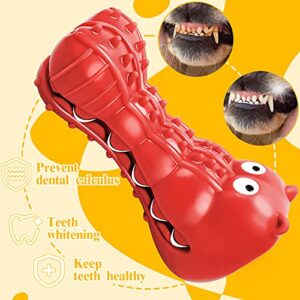 Rmolitty Squeaky Dog Toys for Aggressive Chewers, Tough Dog Chew Toys for Aggressive Chewers Indestructible Durable Dog Chew Toys for Large Medium Breed Dog with Non-Toxic Natural Rubber (Hippo-red)