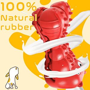 Rmolitty Squeaky Dog Toys for Aggressive Chewers, Tough Dog Chew Toys for Aggressive Chewers Indestructible Durable Dog Chew Toys for Large Medium Breed Dog with Non-Toxic Natural Rubber (Hippo-red)