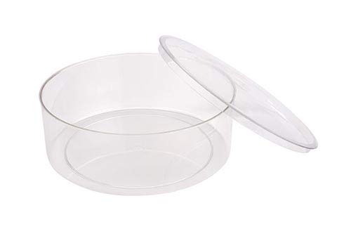 Pioneer Plastics 250C Clear Large Round Plastic Container, 9.9375" W x 3.5625" H