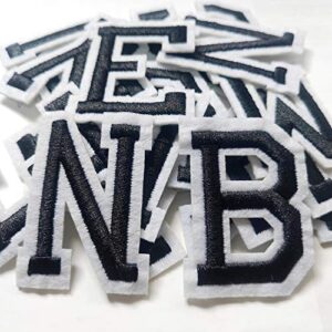 iron on letter patches 52 pieces,bfuee letter patches alphabet embroidered patch a-z,for hats shirts jeans bags black