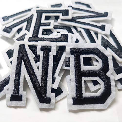 Iron on Letter Patches 52 Pieces,bfuee Letter Patches Alphabet Embroidered Patch A-Z,for Hats Shirts Jeans Bags Black