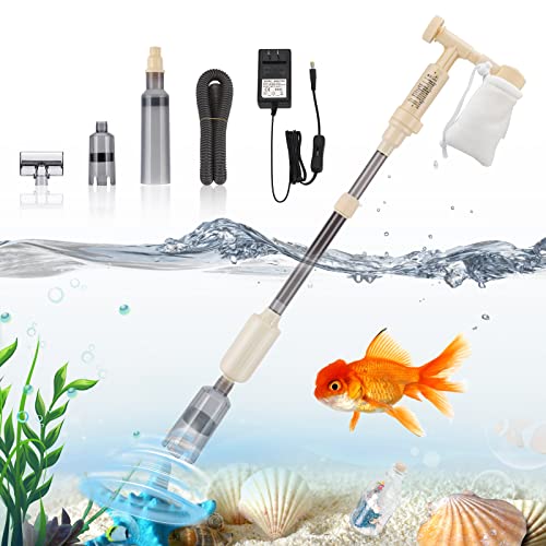 bedee Aquarium Vacuum Gravel Cleaner: Electric Fish Tank Gravel Cleaner 6 in 1 Automatic Siphon Vacuum Cleaner Kit Adjustable Water Flow for Washing Sand Water Changer Filter-Waterproof DC 12V Safer