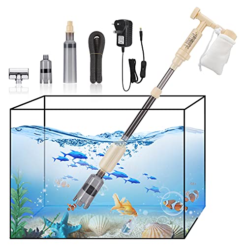 bedee Aquarium Vacuum Gravel Cleaner: Electric Fish Tank Gravel Cleaner 6 in 1 Automatic Siphon Vacuum Cleaner Kit Adjustable Water Flow for Washing Sand Water Changer Filter-Waterproof DC 12V Safer