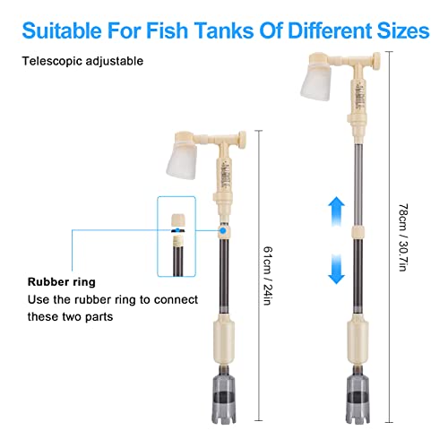 bedee Aquarium Vacuum Gravel Cleaner: Electric Fish Tank Gravel Cleaner 6 in 1 Automatic Siphon Vacuum Cleaner Kit Adjustable Water Flow for Washing Sand Water Changer Filter-Waterproof DC 12V Safer