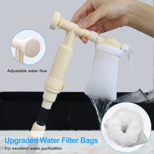 bedee Aquarium Vacuum Gravel Cleaner: Electric Fish Tank Gravel Cleaner 6 in 1 Automatic Siphon Vacuum Cleaner Kit Adjustable Water Flow for Washing Sand Water Changer Filter-Waterproof DC 12V Safer