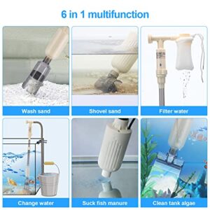 bedee Aquarium Vacuum Gravel Cleaner: Electric Fish Tank Gravel Cleaner 6 in 1 Automatic Siphon Vacuum Cleaner Kit Adjustable Water Flow for Washing Sand Water Changer Filter-Waterproof DC 12V Safer