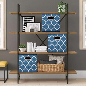 i BKGOO Cloth Storage Bins Set of 6 Thick Fabric Drawers Foldable Cubes Basket Organizer Container with Dual Metal Handles for Shelf Cabinet Bookcase Boxes Navy-Blue 10.5x10.5x11 inch