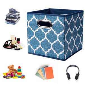 i BKGOO Cloth Storage Bins Set of 6 Thick Fabric Drawers Foldable Cubes Basket Organizer Container with Dual Metal Handles for Shelf Cabinet Bookcase Boxes Navy-Blue 10.5x10.5x11 inch