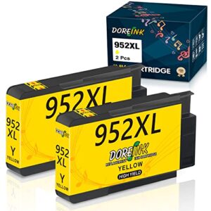 doreink compatible 952 xl yellow ink cartridge replacements for hp 952 | 952xl use with officejet pro 8710 8720 7740 8740 7720 8715 8702 printer (2 yellow)