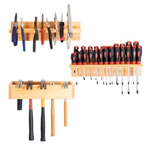 iron forge tools screwdriver organizer, hammer holder and pliers rack - wall mount workshop hand tool organizers and storage