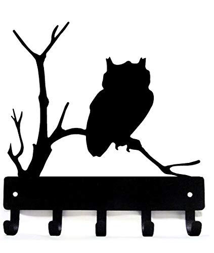 The Metal Peddler Owl Bird Key Rack Hanger - Small 6 inch Wide - Made in USA; Wall Mounted Holder for Wildlife Lovers