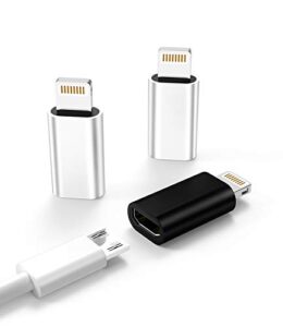 3-pack,micro usb to lightning adapter,lightning male to microusb female adapter for apple iphone 5s 6 6s 7 8 plus se2 x xr xs 12 11 mini max pro ipad connector converter port