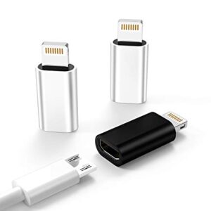 3-Pack,Micro USB to Lightning Adapter,Lightning Male to Microusb Female Adapter for Apple iPhone 5s 6 6s 7 8 Plus se2 x xr xs 12 11 Mini max pro Ipad Connector Converter Port