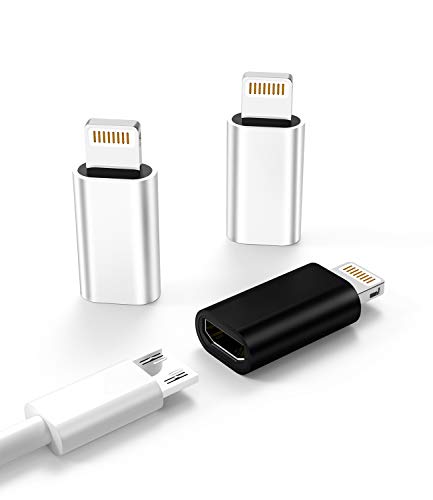 3-Pack,Micro USB to Lightning Adapter,Lightning Male to Microusb Female Adapter for Apple iPhone 5s 6 6s 7 8 Plus se2 x xr xs 12 11 Mini max pro Ipad Connector Converter Port