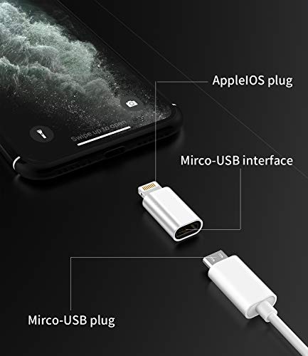 3-Pack,Micro USB to Lightning Adapter,Lightning Male to Microusb Female Adapter for Apple iPhone 5s 6 6s 7 8 Plus se2 x xr xs 12 11 Mini max pro Ipad Connector Converter Port