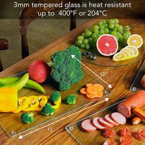 CounterArt Lightly Frosted 3mm Heat Tolerant Tempered Glass Cutting Board 15" x 12" Dishwasher Safe