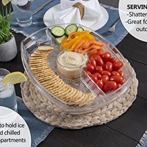 Summer at the Shore Divided Appetizer Serving Platter, Great for Picnics and Barbeques, Outdoor Hosting Party Planning Accessory, One Size, Clear (1567A6-AMZ)