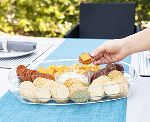 Summer at the Shore Divided Appetizer Serving Platter, Great for Picnics and Barbeques, Outdoor Hosting Party Planning Accessory, One Size, Clear (1567A6-AMZ)