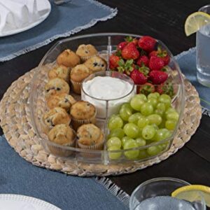 Summer at the Shore Divided Appetizer Serving Platter, Great for Picnics and Barbeques, Outdoor Hosting Party Planning Accessory, One Size, Clear (1567A6-AMZ)