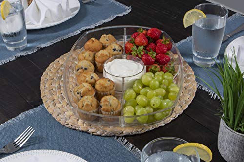 Summer at the Shore Divided Appetizer Serving Platter, Great for Picnics and Barbeques, Outdoor Hosting Party Planning Accessory, One Size, Clear (1567A6-AMZ)