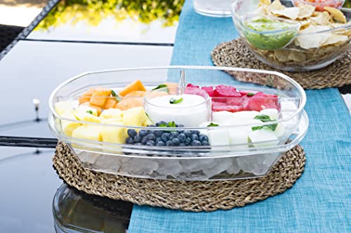 Summer at the Shore Divided Appetizer Serving Platter, Great for Picnics and Barbeques, Outdoor Hosting Party Planning Accessory, One Size, Clear (1567A6-AMZ)