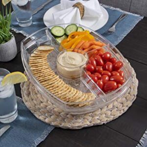 Summer at the Shore Divided Appetizer Serving Platter, Great for Picnics and Barbeques, Outdoor Hosting Party Planning Accessory, One Size, Clear (1567A6-AMZ)