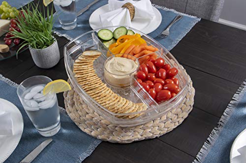 Summer at the Shore Divided Appetizer Serving Platter, Great for Picnics and Barbeques, Outdoor Hosting Party Planning Accessory, One Size, Clear (1567A6-AMZ)