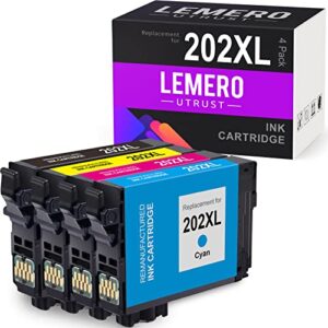 lemeroutrust remanufactured ink cartridges replacement for epson 202xl 202 t202xl t202 use with epson workforce wf-2860 expression home xp-5100 (black, cyan, magenta, yellow, 4-pack)