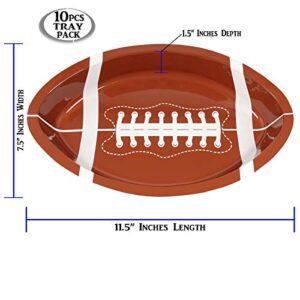 Anapoliz Football Serving Trays | 10 Pcs Plastic Football Snack Trays | Game Day Football Serveware | Tailgate Party Serving Platter | Football Party Decorations | Reusable Big Game Chip Trays