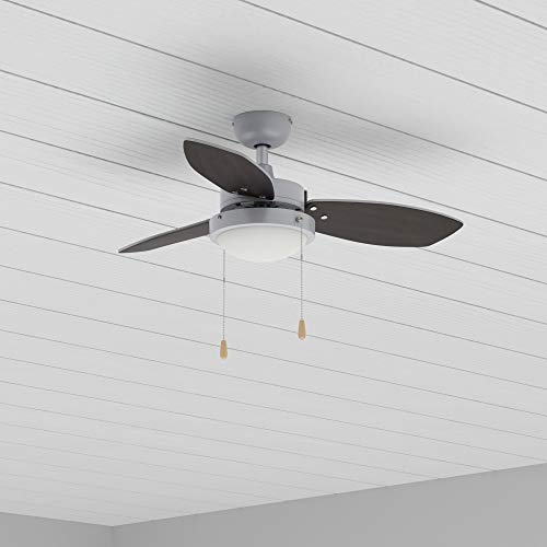 Amazon Basics 30-Inch Ceiling Fan - Includes Integrated Dimmable LED Light Kit - Three Reversible Blades, Chrome Finish