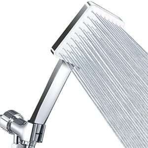 high pressure shower head with handheld - modern square handheld shower heads - 6 settings detachable shower head with hose, change settings much easier than the twist ones, shower accessories, chrome