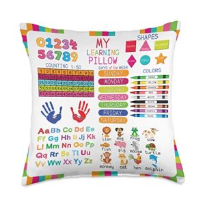 learning educational preschool gifts pre-school learning educational gifts for preschooler throw pillow, 18x18, multicolor