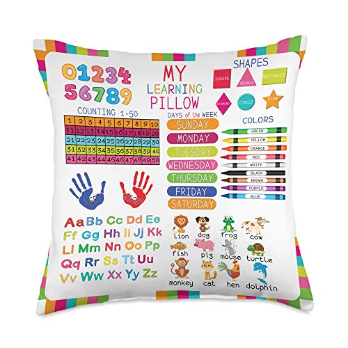 Learning Educational Preschool Gifts Pre-School Learning Educational Gifts for Preschooler Throw Pillow, 18x18, Multicolor