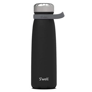 s'well stainless steel traveler - 40 fl oz - onyx - triple-layered vacuum-insulated containers keeps drinks cold for 60 hours and hot for 20 - with no condensation - bpa-free water bottle