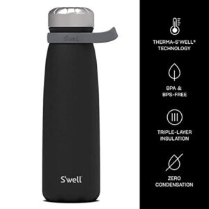S'well Stainless Steel Traveler - 40 Fl Oz - Onyx - Triple-Layered Vacuum-Insulated Containers Keeps Drinks Cold for 60 Hours and Hot for 20 - with No Condensation - BPA-Free Water Bottle