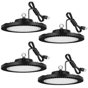 4 pack ufo led high bay lights - 1000w hid replacement 28000 lm warehouse industrial lighting 5000k daylight, commercial grade lighting 200 watt