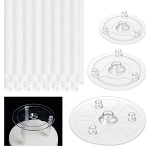 wexpw 36 pieces plastic tier cake dowels with 3 pieces cake separator plates for 4/6/8inch, cake separator plates and pillars for tierd cake support cake tier stacking kit