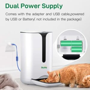 iPetDog Automatic Cat Feeder,7L Smart Auto Pet Dog Feeders, Dog and Cat Food Dispenser with Voice Recorder, Portion Control and Programmable Timer for 4 Meals