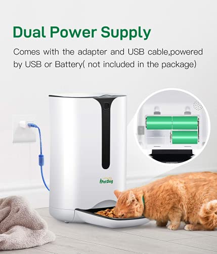 iPetDog Automatic Cat Feeder,7L Smart Auto Pet Dog Feeders, Dog and Cat Food Dispenser with Voice Recorder, Portion Control and Programmable Timer for 4 Meals