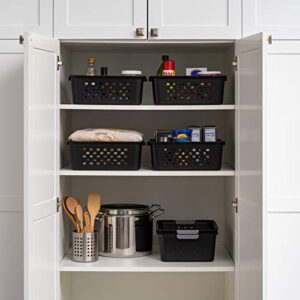 IRIS USA Plastic Storage Basket, 6-Pack, Medium, Shelf Basket Organizer for Pantries, Kitchens, Cabinets, Bedrooms, Black