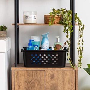 IRIS USA Plastic Storage Basket, 6-Pack, Medium, Shelf Basket Organizer for Pantries, Kitchens, Cabinets, Bedrooms, Black