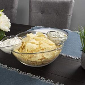 Summer at the Shore Double Dip Bowl, Perfect for Chips or Vegetables, Party Planning Accessory, Space-Saving Trendy Design, Clear Chips and Dip Server One Size