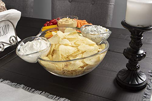 Summer at the Shore Double Dip Bowl, Perfect for Chips or Vegetables, Party Planning Accessory, Space-Saving Trendy Design, Clear Chips and Dip Server One Size